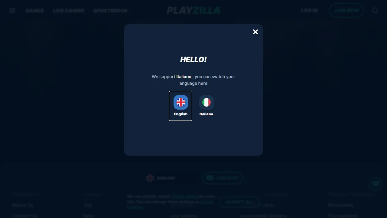 Il form di registrazione di playzilla