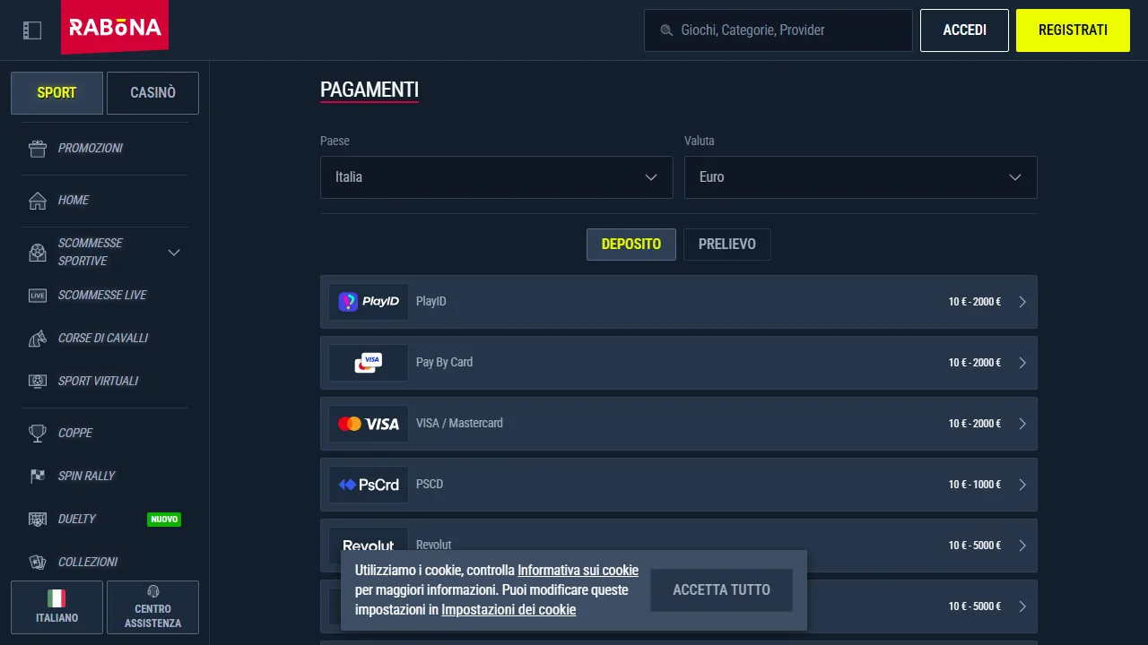 I metodi di pagamento di rabona-casino