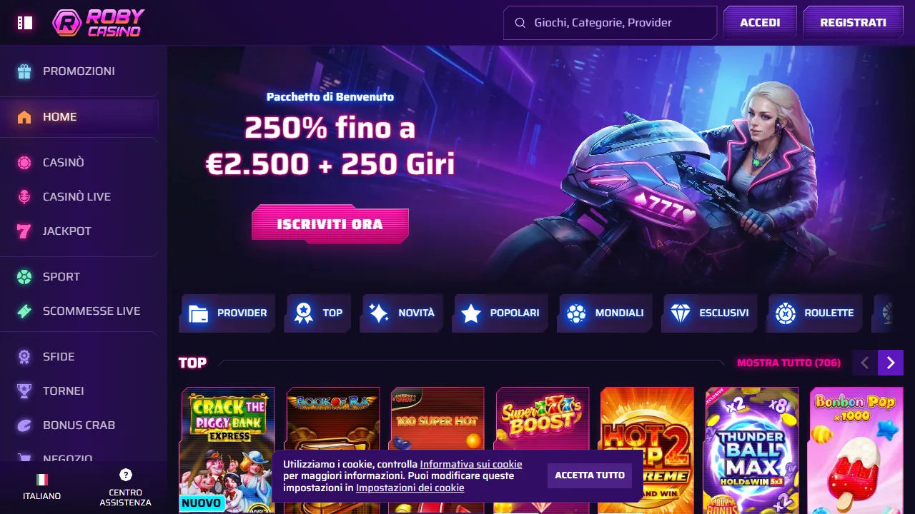 RobyCasino Recensioni 4 La homepage di robycasino