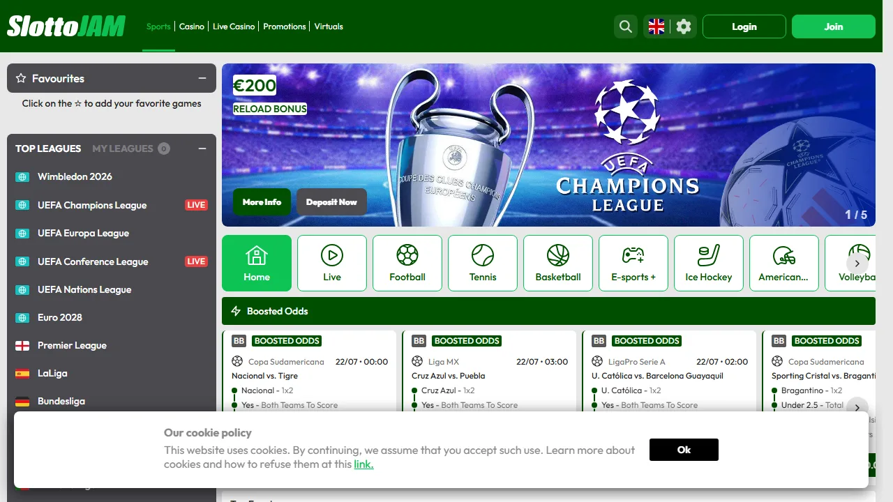 La homepage di slottojam