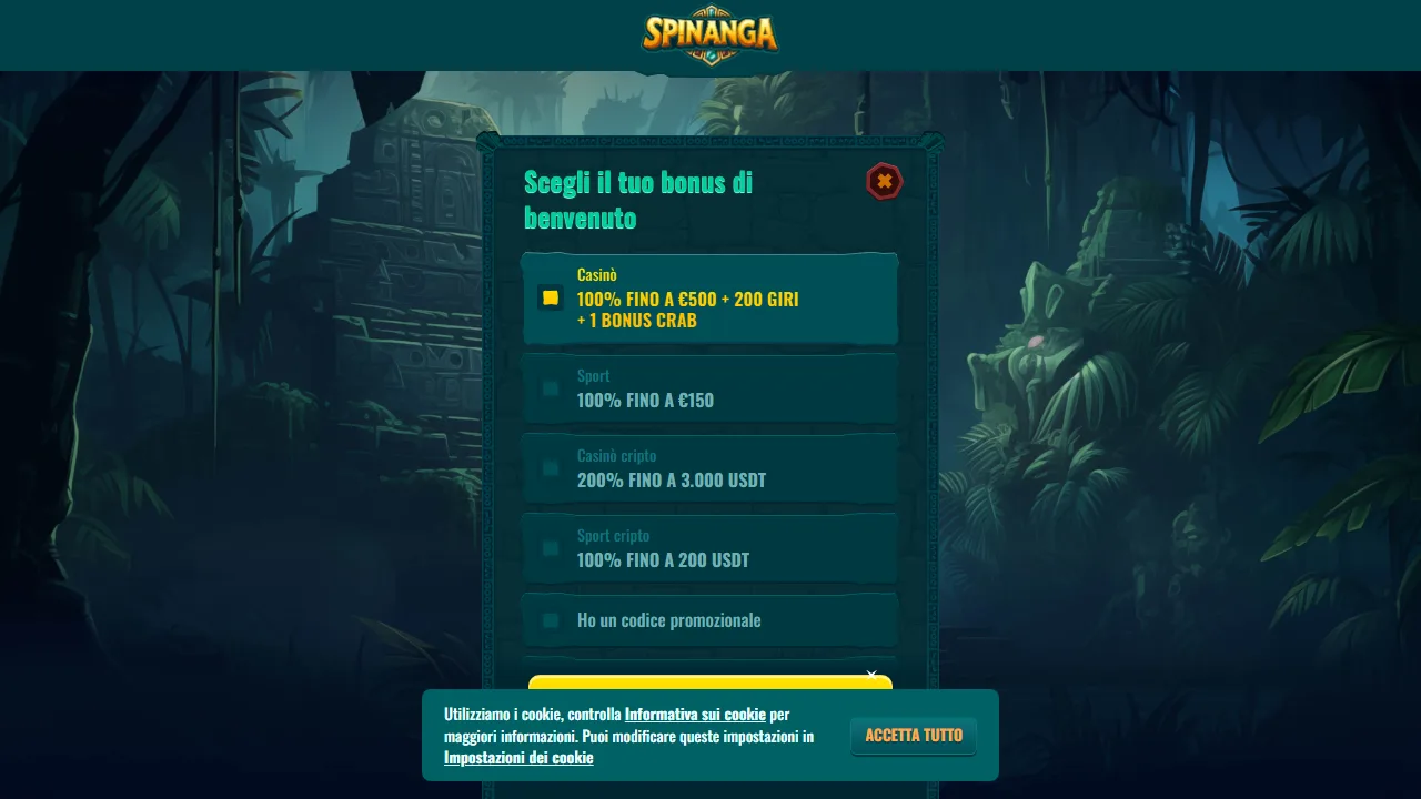 Il form di registrazione di spinanga
