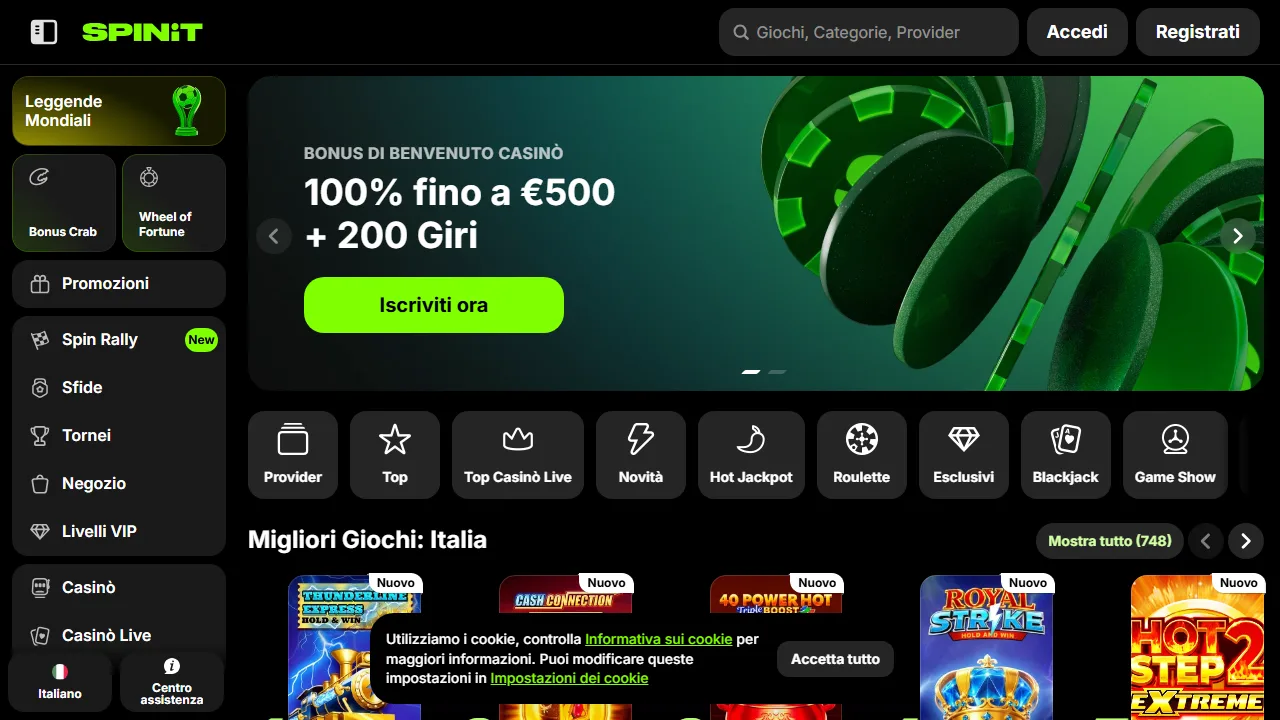 La homepage di spinit