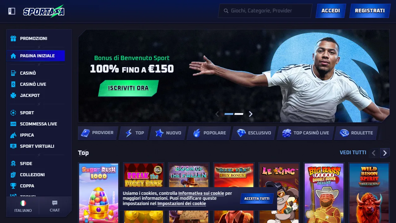 La homepage di sportaza