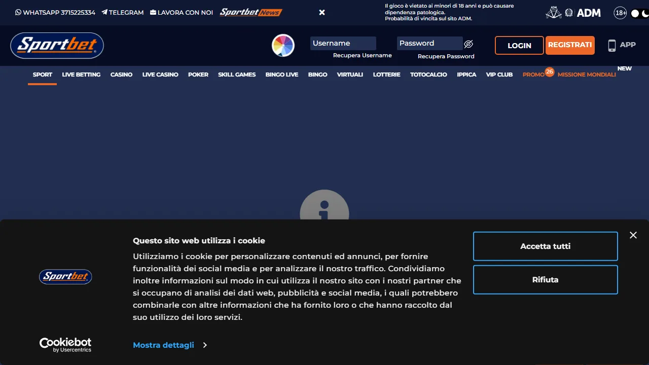 La sezione scommesse sportive di sportbet