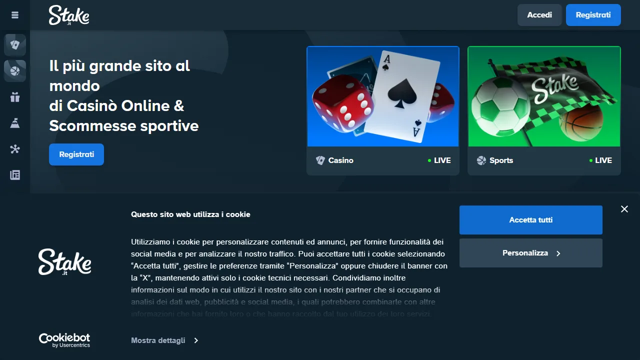 La homepage di stake-it