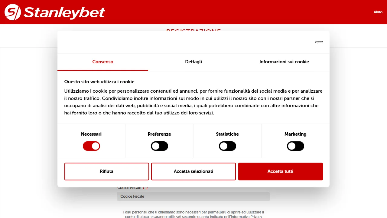 StanleyBet Recensioni 11 Il form di registrazione di stanleybet