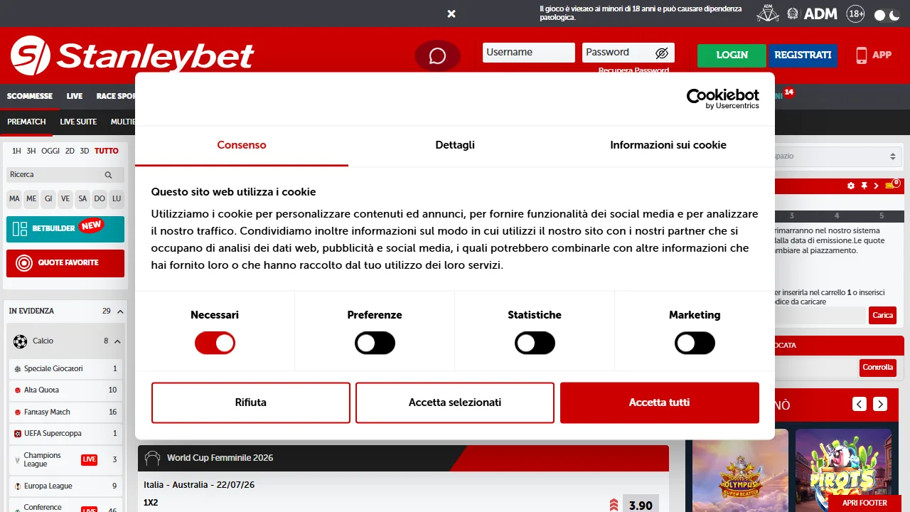 StanleyBet Recensioni 5 La sezione scommesse sportive di stanleybet