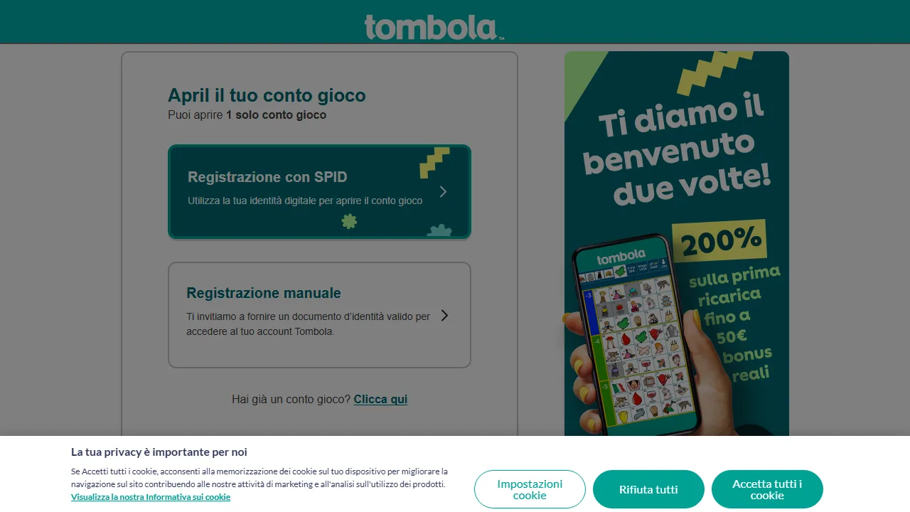 Tombola Recensioni 9 Il form di registrazione di tombola