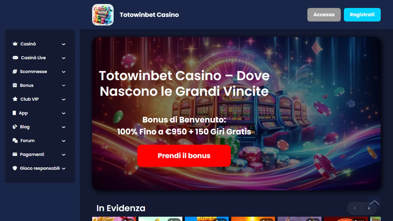 La homepage di totowinbet