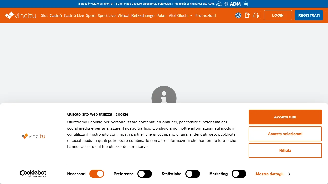 La sezione scommesse sportive di vincitu