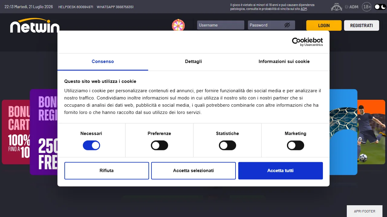 La homepage di winbetitalia