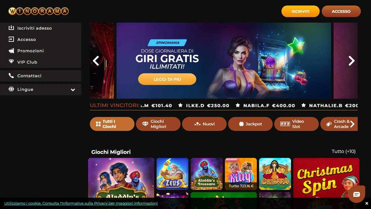 Il form di registrazione di winorama