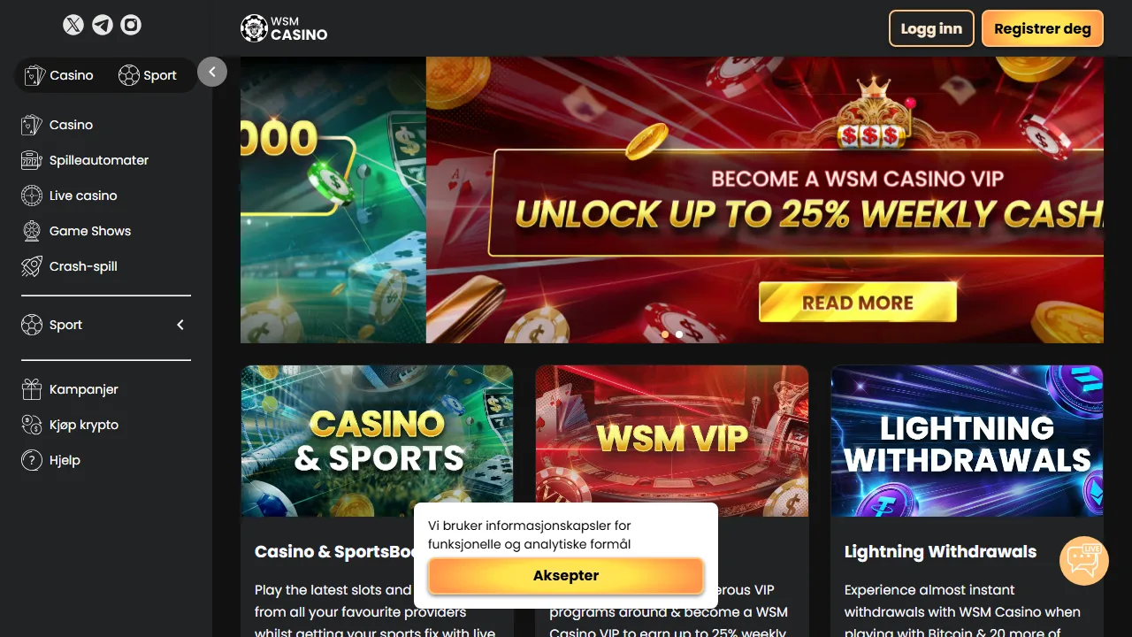 La homepage di wsm-casino