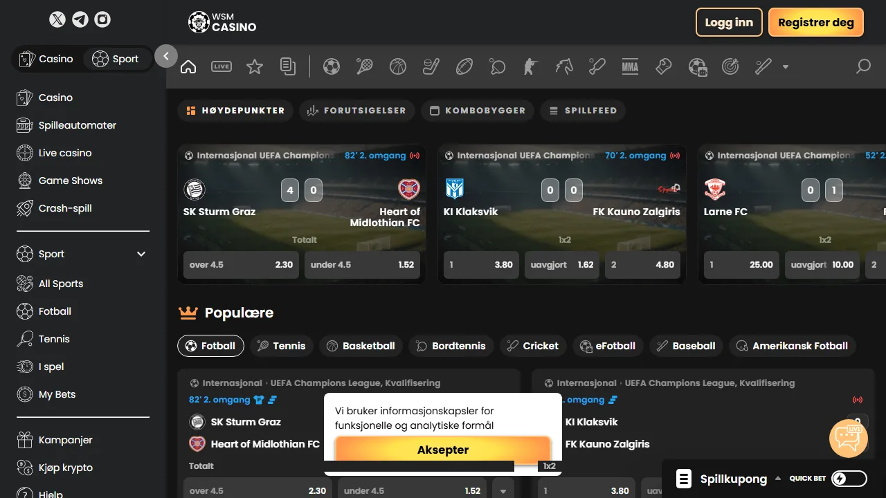 La sezione scommesse sportive di wsm-casino