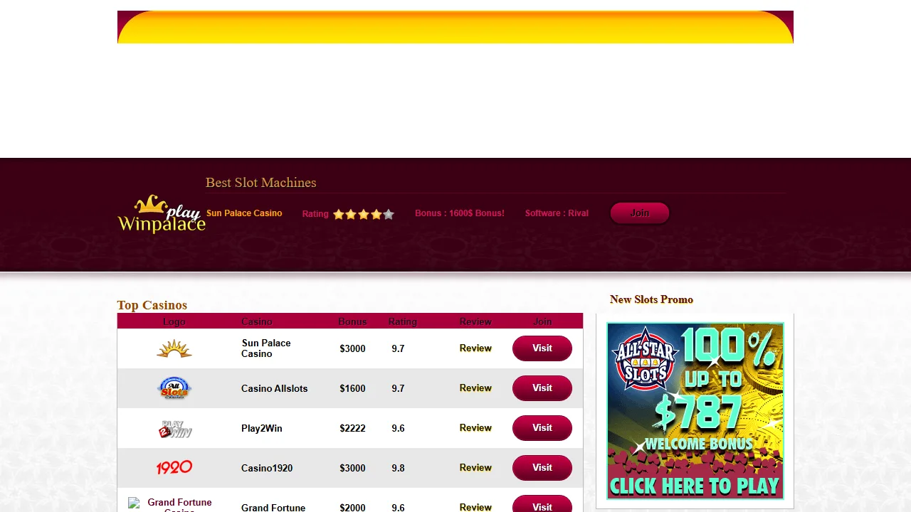 La homepage di youslots