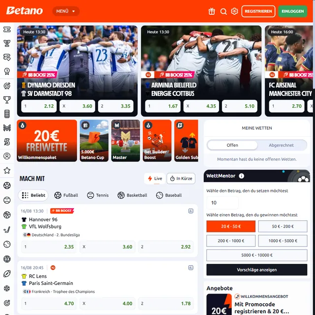 Migliori Siti Scommesse Tedeschi: Germania 2026 15 Schermata 1 di Betano