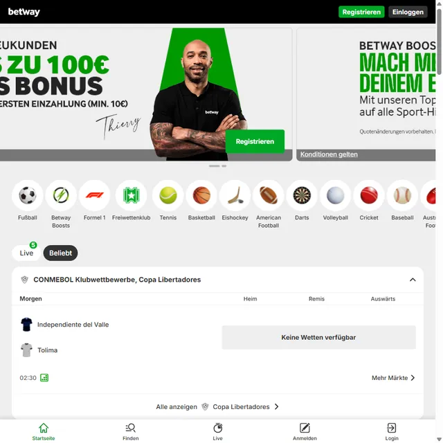 Migliori Siti Scommesse Tedeschi: Germania 2026 30 Schermata 1 di Betway