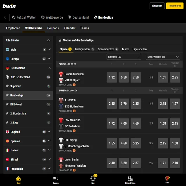Migliori Siti Scommesse Tedeschi: Germania 2026 11 Schermata 3 di bwin