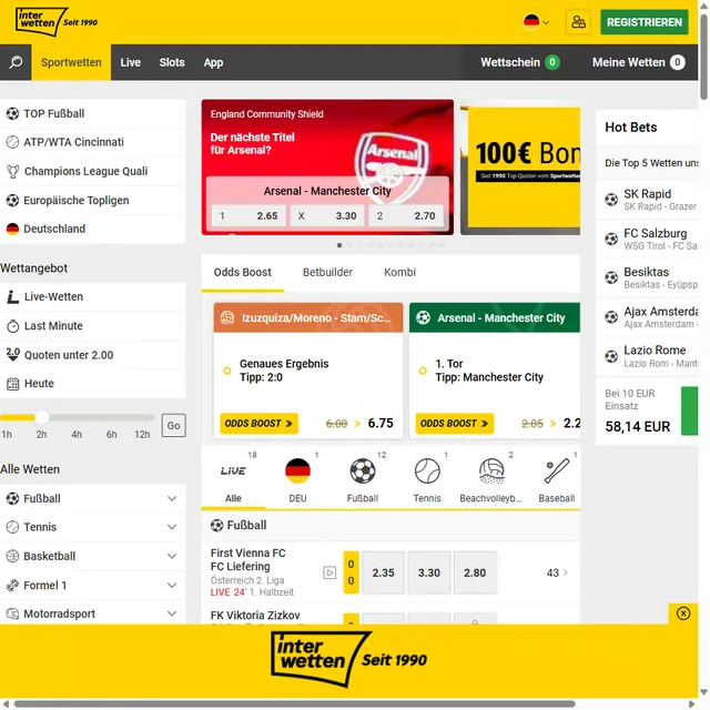 Migliori Siti Scommesse Tedeschi: Germania 2026 12 Schermata 1 di Interwetten
