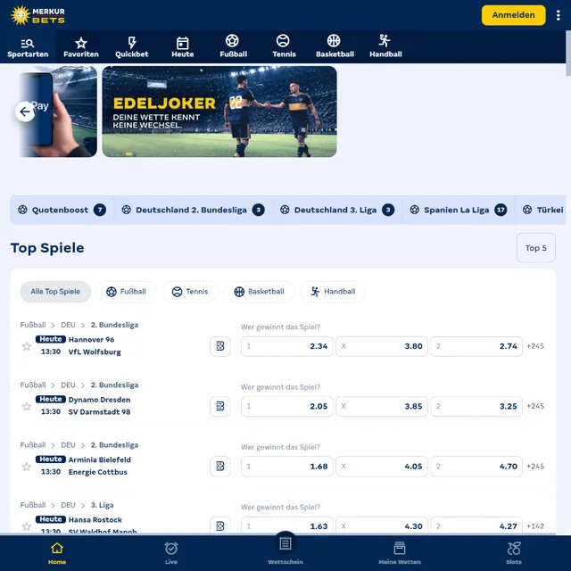Migliori Siti Scommesse Tedeschi: Germania 2026 27 Schermata 1 di Merkur Bets