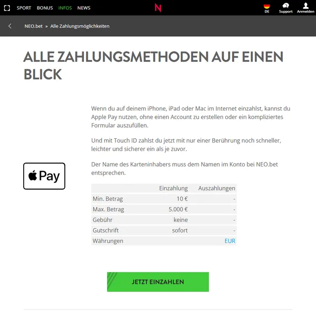 Migliori Siti Scommesse Tedeschi: Germania 2026 5 Schermata 3 di NEO.bet