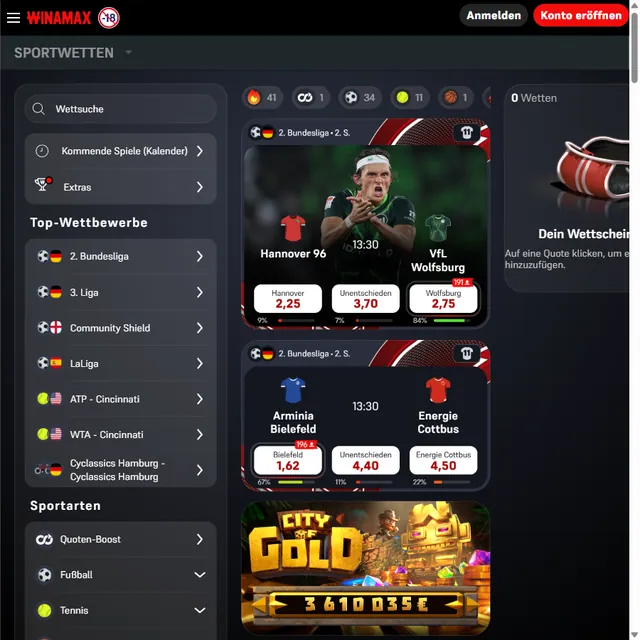 Migliori Siti Scommesse Tedeschi: Germania 2026 21 Schermata 1 di Winamax