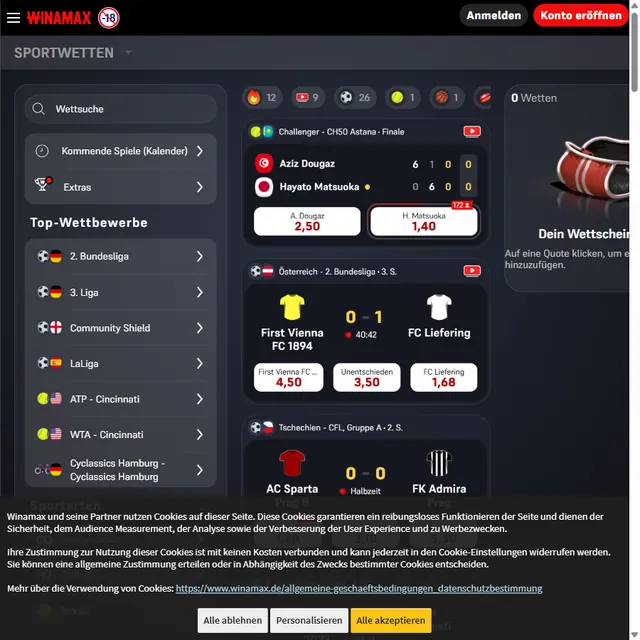 Migliori Siti Scommesse Tedeschi: Germania 2026 22 Schermata 2 di Winamax
